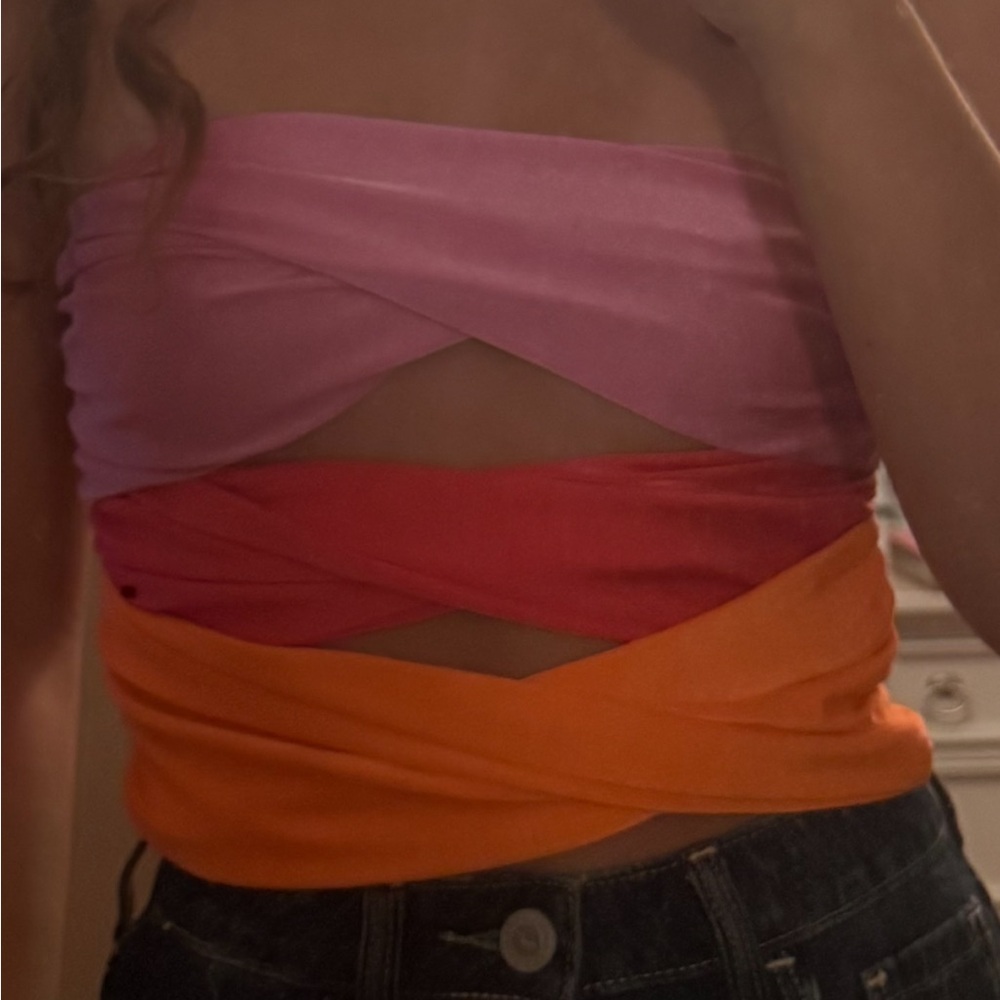 Colorful Wrap Crop Top